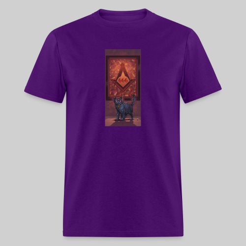 666 Three Eyed Satanic Kitten with Stained Glass - Men's T-Shirt