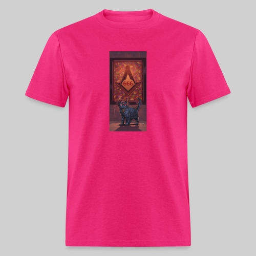 666 Three Eyed Satanic Kitten with Stained Glass - Men's T-Shirt