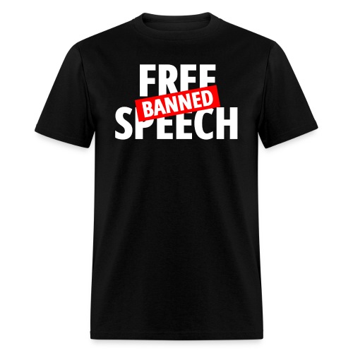 Free Speech Banned (White & Red on Black) - Men's T-Shirt