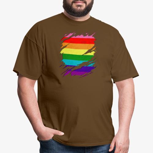 Original Gilbert Baker LGBT Gay Pride Flag Ripped - Men's T-Shirt