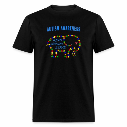 World Autism April Puzzle Heart Elephant Love Kids - Men's T-Shirt
