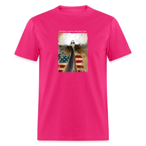 God bless America Angel_Strong color_white type - Men's T-Shirt