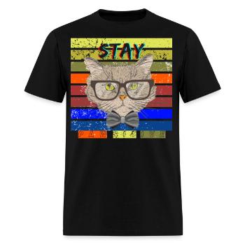 zanettaaranaart stay pawsitive Funny Cat Motivatio - Men's T-Shirt - black - Front - Jose (178cm)