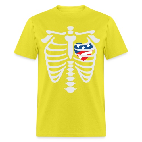Skeleton with Red White Blue Heart - Men's T-Shirt