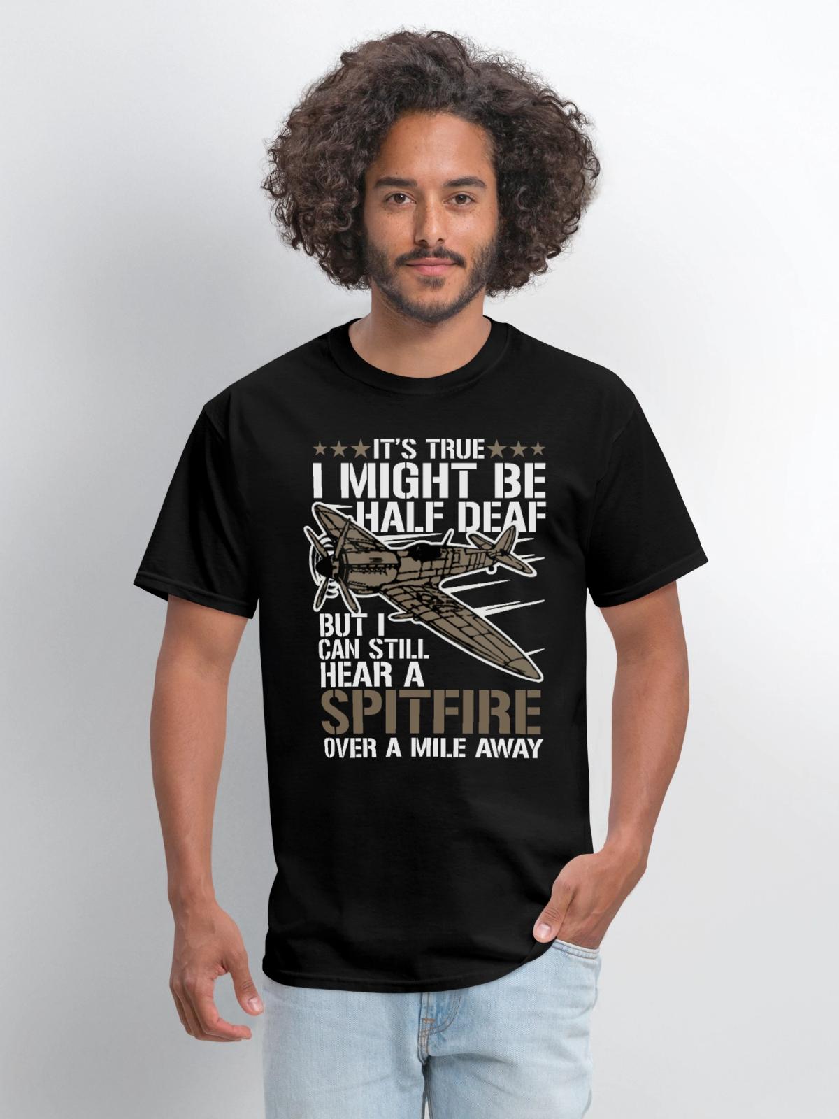 A Spitfire Over A Mile Away T shirt - Men's T-Shirt - black - Front - Jose (178cm)