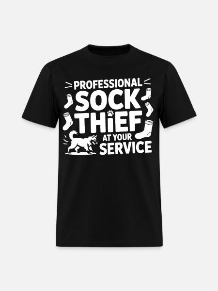 Funny Dog Professional Sock Thief  - Men's T-Shirt - black
