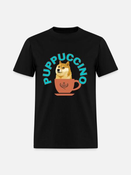 PUPPUCCINO, FUNNY COFFEE DOG - Men's T-Shirt - black