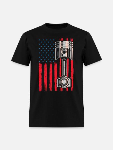Piston American Flag - Men's T-Shirt - black