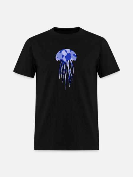 Jellyfish blue camo - Men's T-Shirt - black
