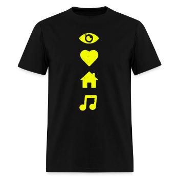 I Love House Music yellow - Men's T-Shirt - black - Front - Jose (178cm)
