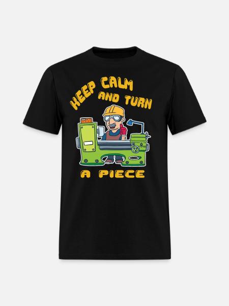 Cartoon Lathe Metal Work Carbide Tungsten Gift - Men's T-Shirt - black