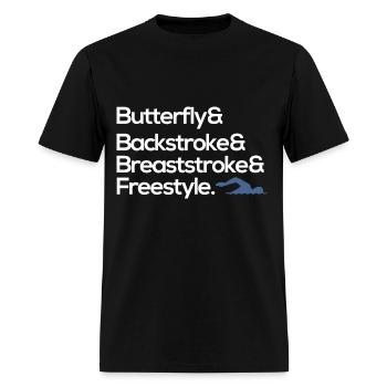 butterfly backstroke breaststroke freestyle swim - Men's T-Shirt - black - Front - Jose (178cm)