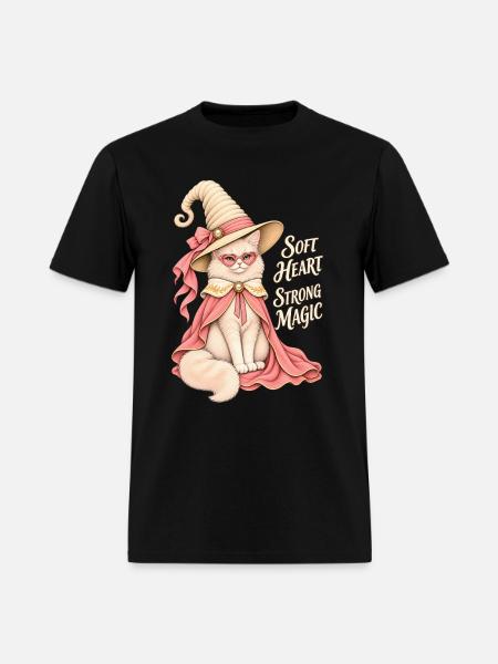 Soft Heart Strong Magic Cat - Men's T-Shirt - black