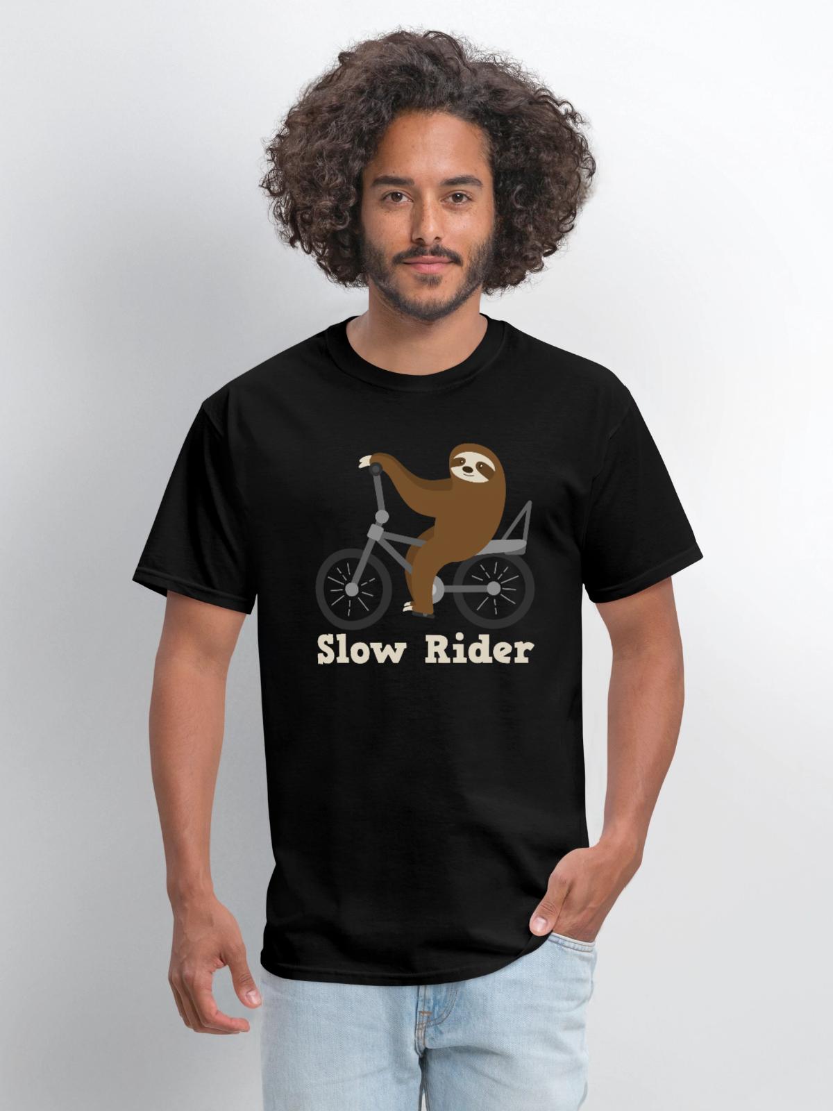 Slow Rider Sloth Cyclisme Équitation Vélo Vélo Paresseux - T-shirt Homme - noir - Devant - Jose (178cm)