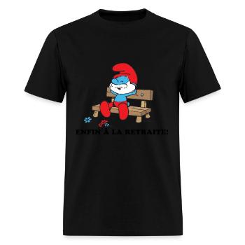 Schtroumpfs Design Enfin À La Retraite! - T-shirt Homme - noir - Devant - Jose (178cm)