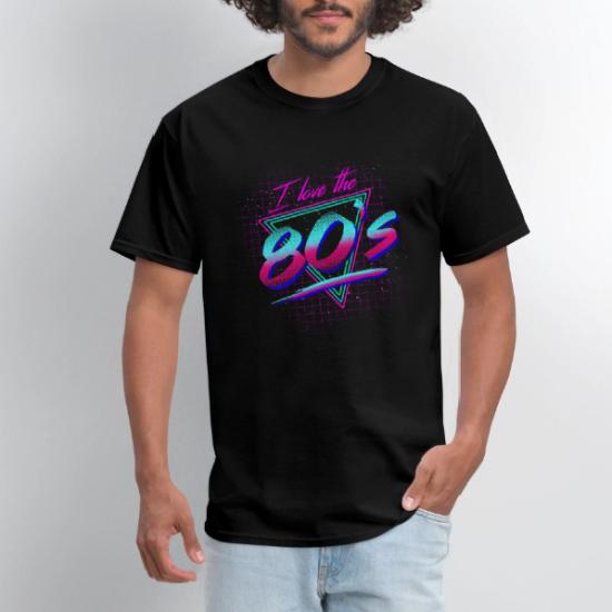 Ladies I Love The 80s Retro Fancy Dress T-Shirt Dress – UK Sizes 8-26 – Black, Pink, White