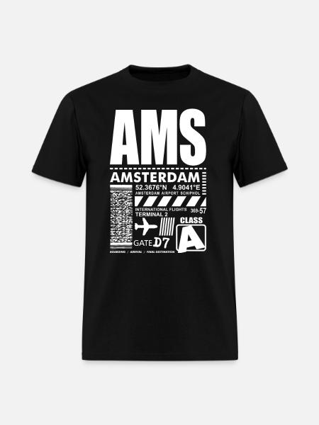 AMS Amsterdam Airport - Men's T-Shirt - black