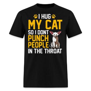 I Hug My Cats So I Don't Punch People Shorthair - Men's T-Shirt - black - Front - Jose (178cm)