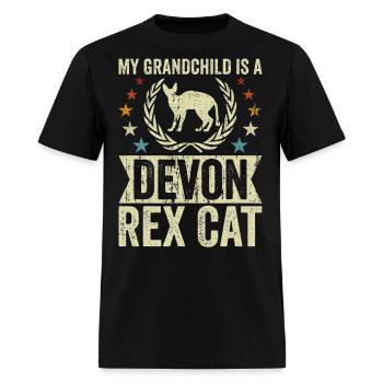 My Grandchild Is A Cat Grandpa Grandma Devon Rex - Men's T-Shirt - black - Front - Jose (178cm)