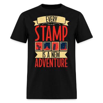 Every Stamp is a new Adventure Stamp Collector - Men's T-Shirt - black - Front - Jose (178cm)