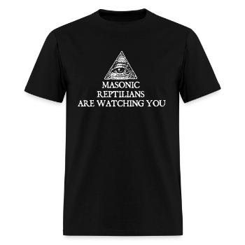 POLITICAL Masonic Reptiles Are Watching You Freema - Men's T-Shirt - black - Front - Jose (178cm)
