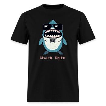 Shark Byte Shirt | 8-Bit Retro Gamer Tee | Unique - Men's T-Shirt - black - Front - Jose (178cm)