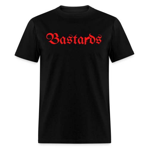 Bastards Gothic Letters Gun (in red letters) - Men's T-Shirt