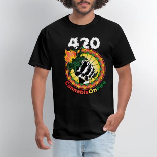Whimsical 420 OnFire Time Weed Marijuana Design - Men's T-Shirt