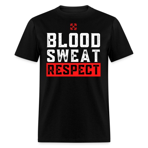 BLOOD SWEAT RESPECT Cross Barbell Logo - Men's T-Shirt