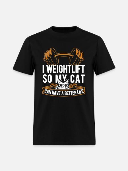 Weightlifting Weightlifter Cat - Men's T-Shirt - black