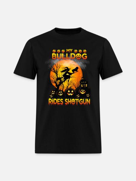 My Bulldog Riding Broom - Men's T-Shirt - black