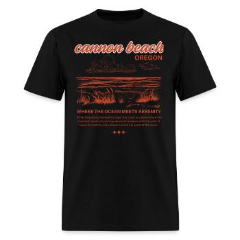 Cannon Beach Oregon Vintage Coastal Graphic - Men's T-Shirt - black - Front - Jose (178cm)