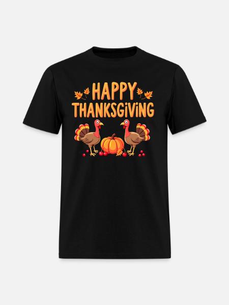 Happy thanksgiving for turkey day family dinner - Men's T-Shirt - black