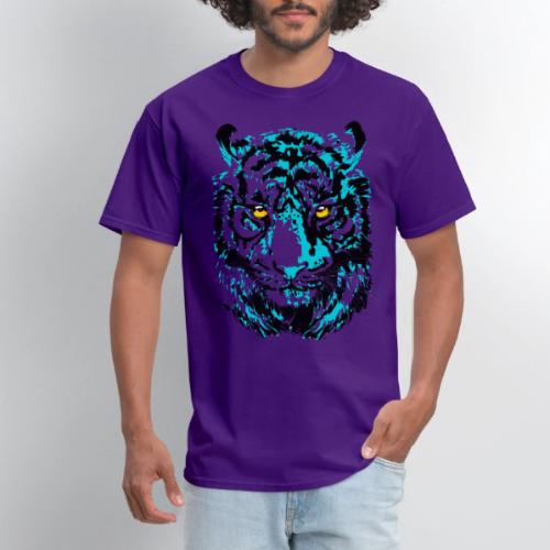 Artistic Tiger Head Portrait Drawing - Turquoise - Men's T-Shirt