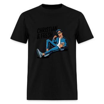 Christian & Fresh Religious Tshirt - Men's T-Shirt - black - Front - Jose (178cm)