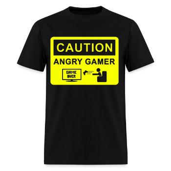CAUTION ANGRY GAMER MENS FUNNY COD BATTLEFIELD GAM - Men's T-Shirt - black - Front - Jose (178cm)