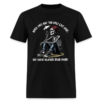 Skeleton unemployment,Funny Gothic Clothing - Men's T-Shirt - black - Front - Jose (178cm)