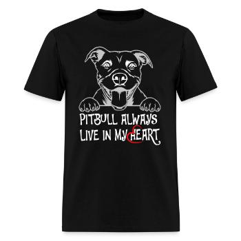 PITBULL ALWAYS LIVE IN MY HEART - Men's T-Shirt - black - Front - Jose (178cm)