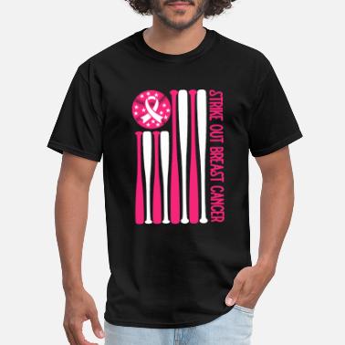 Strike Out Breast Cancer Baseball Lover Pink American Flag Premium T-Shirt
