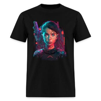 Futuristic Cyberpunk Female - Men's T-Shirt - black - Front - Jose (178cm)