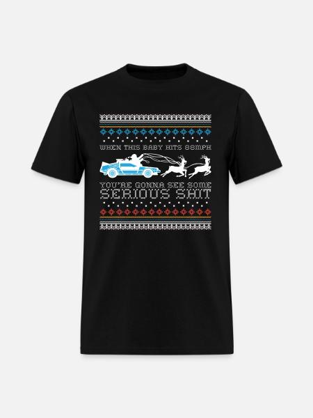 Back To The Future DeLorean Ugly Christmas Design - Men's T-Shirt - black