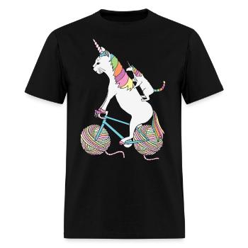 Cat Unicorn and Unicorn Cat Who Is Riding A Bike - Men's T-Shirt - black - Front - Jose (178cm)