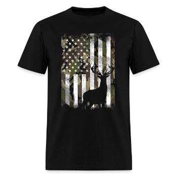 Camo American Flag Deer Hunter Hunting - Men's T-Shirt - black - Front - Jose (178cm)