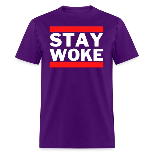 STAY WOKE (White text between Red bars) - Men's T-Shirt