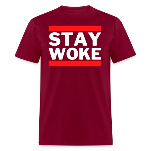 STAY WOKE (White text between Red bars) - Men's T-Shirt