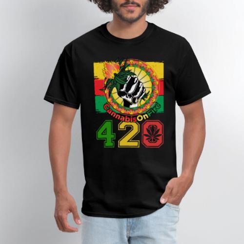Antic 420 OnFire Herb Weed Marijuana Design - Men's T-Shirt
