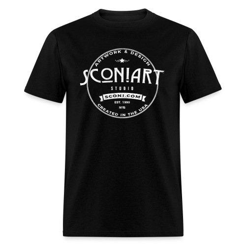sconiArt logo design 01 white. ellipse. - Men's T-Shirt