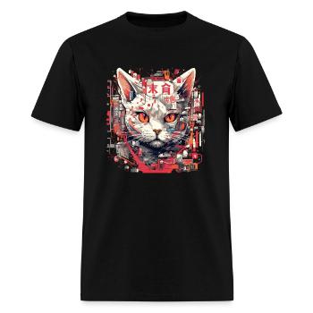 Futuristic Asian Cat - Men's T-Shirt - black - Front - Jose (178cm)