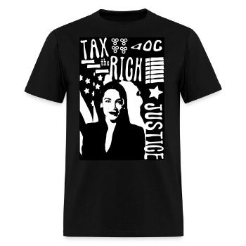 AOC Tax The Rich quote anti capitalist 2024 - Men's T-Shirt - black - Front - Jose (178cm)