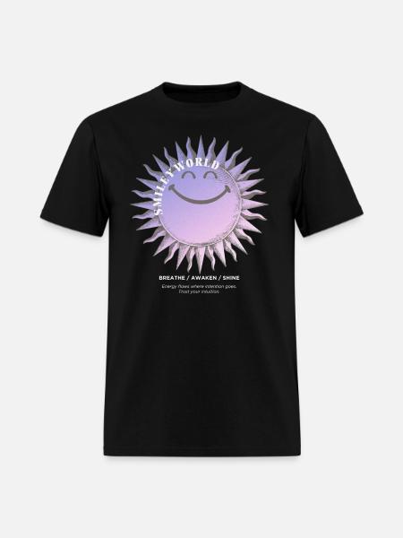 SmileyWorld Smiling Sun In Purple - Men's T-Shirt - black